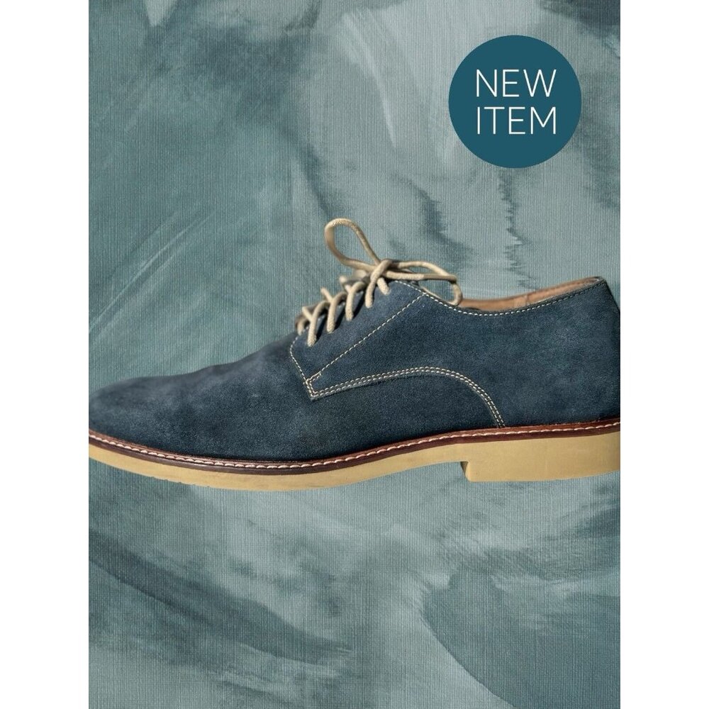 Aston Grey Blue Suede Leather Lace Low Top Oxford Shoes Men Size 10